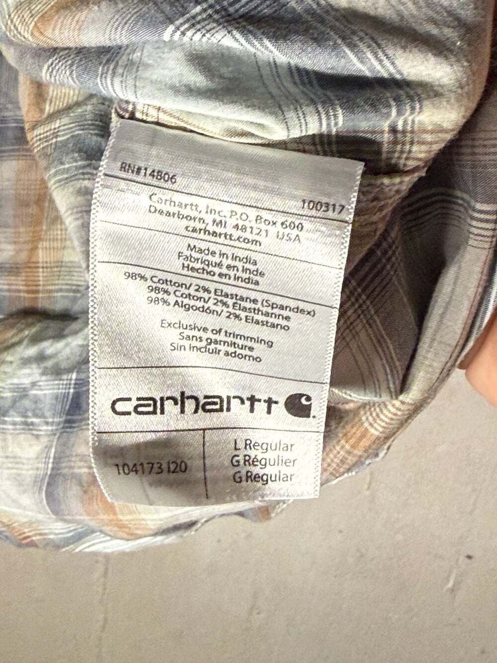 Carhartt Relaxed Fit Rugged Flex Short Sleeve Plaid Shirt Men's Large - Picture 4 of 6
